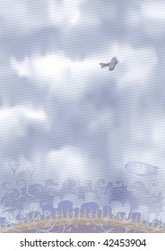 Airplane in the sky (inspired by Antoine de Saint-Exupery's books)  This image looks great over a rough paper texture