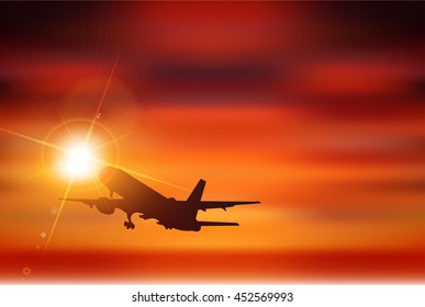 Airplane sky landscape background