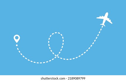 Airplane sky route. Air plane line vector icon. Abstract travel concept graphic element for presentation