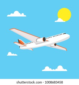 Airplane in sky. Vector illustration.