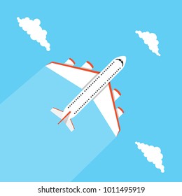 Airplane in sky. Vector illustration.