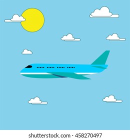 Airplane in the sky vector illustration