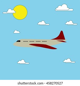 Airplane in the sky vector illustration