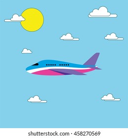 Airplane in the sky vector illustration
