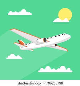 Airplane in sky. Vector illustration.