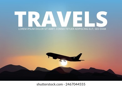 airplane in the sky wallpaper. travel concept vector illustration image.