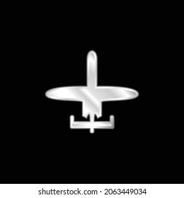 Airplane Of Small Size silver plated metallic icon