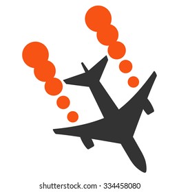 Airplane Smoke Trace vector icon. Style is flat symbol, rounded angles, white background.