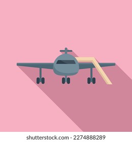 Airplane stairs icon flat vector. Airport support. Cargo truck