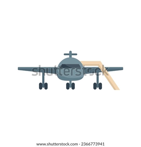 Airplane stairs icon flat vector. Airport support. Cargo truck isolated