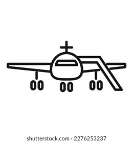Airplane stairs icon outline vector. Airport support. Cargo truck