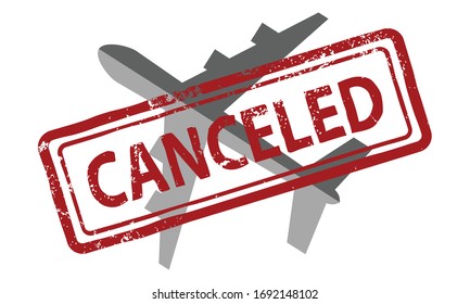 airplane with stamp canceled, vector illustration 