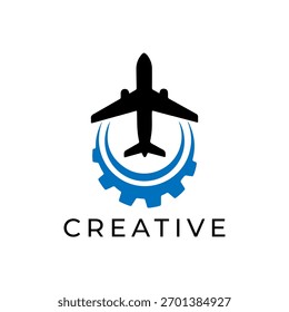 airplane with star logo design vector
