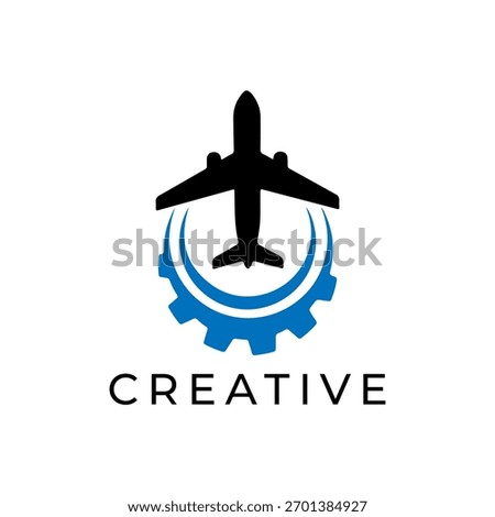 airplane with star logo design vector
