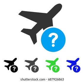 Airplane Status flat vector pictograph. Colored airplane status gray, black, blue, green icon versions. Flat icon style for web design.