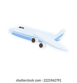 Airplane sticker cartoon illustration. Air shipping and delivery service with airplane. Logistics, air delivery, transportation concept