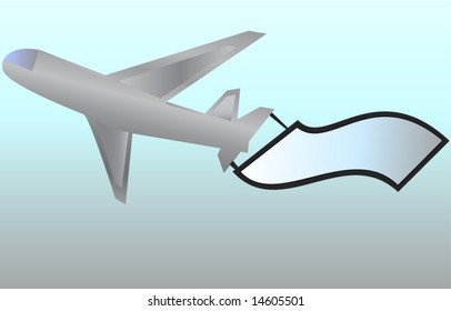 airplane with strips for advertisement
