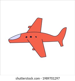 airplane in the style of doodle. hand drawn color airplane on white background