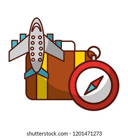 airplane suitcase and compass travel vacations