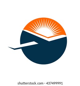 Airplane and Sun Logo