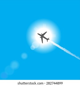 Vector del sol y del cielo del avión gráfico