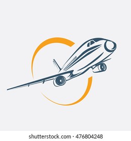 airplane symbol, aircraft stylized vector icon