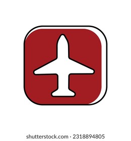 Airplane symbol icon vector illustration graphic design in red and white colors