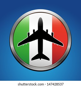 Airplane symbol with Italy flag vector design