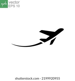 Airplane Symbol Line And Glyph Icon. Plane Flight Route, Tickets Air Fly Travel Takeoff Silhouette Element Symbol. Aircraft Transportation. Vector Illustration. Design On White Background. EPS 10