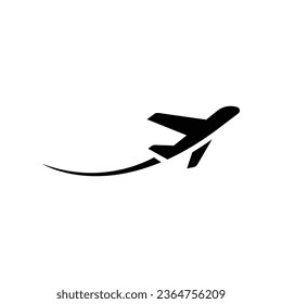 Airplane symbol line and glyph icon. Plane flight route, tickets air fly travel takeoff silhouette element symbol. Aircraft Transportation. Vector illustration. design on white background. EPS 10