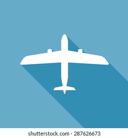 airplane symbol with a long shadow