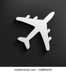 Airplane symbol on black background,clean vector