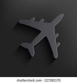 Airplane symbol on black background,clean vector