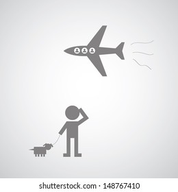 airplane symbol on gray background