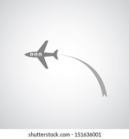airplane symbol on gray background