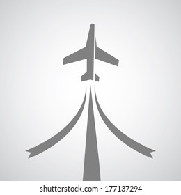 airplane symbol on gray background  