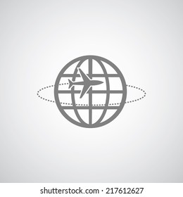 airplane symbol on gray background  
