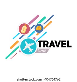 Airplane symbol and place for your text. Travel background. Easy to edit design template.