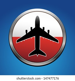 Airplane symbol with Poland flag vector design