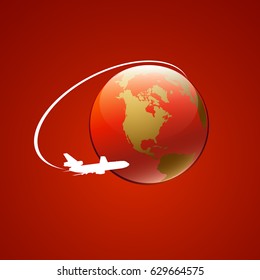 Airplane symbol red vector design