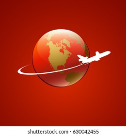 Airplane symbol red vector design