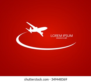 Airplane symbol red and white logo design