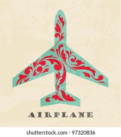 Airplane Symbol. Retro Poster