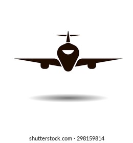 airplane symbol silhouette black icon front view