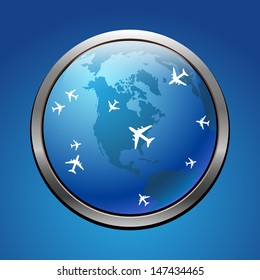 Airplane symbol with USA vector design