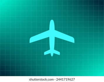 Airplane symbol. Vector illustration on a blue background. Eps 10