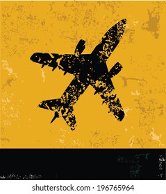 Airplane symbol,grunge vector