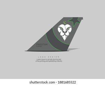 Airplane tail creative artistic logo design, suitable for pakistan airlines, pakistan air force adverts and flying campaigns on independence day and defence day of pakistan 