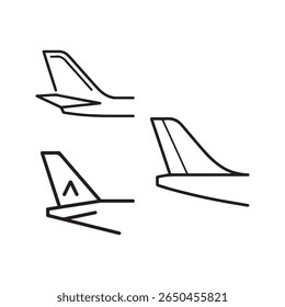 Airplane Tail Designs Black Line Art Illustrations