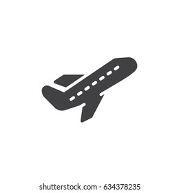 Airplane Take Off Icon Vector, Filled Flat Sign, Solid Pictogram Isolated On White. Departure Symbol, Logo Illustration